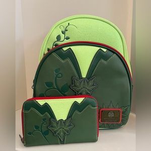 Loungefly Poison Ivy Glow In The Dark Cosplay Mini Backpack and Wallet, DC Comic